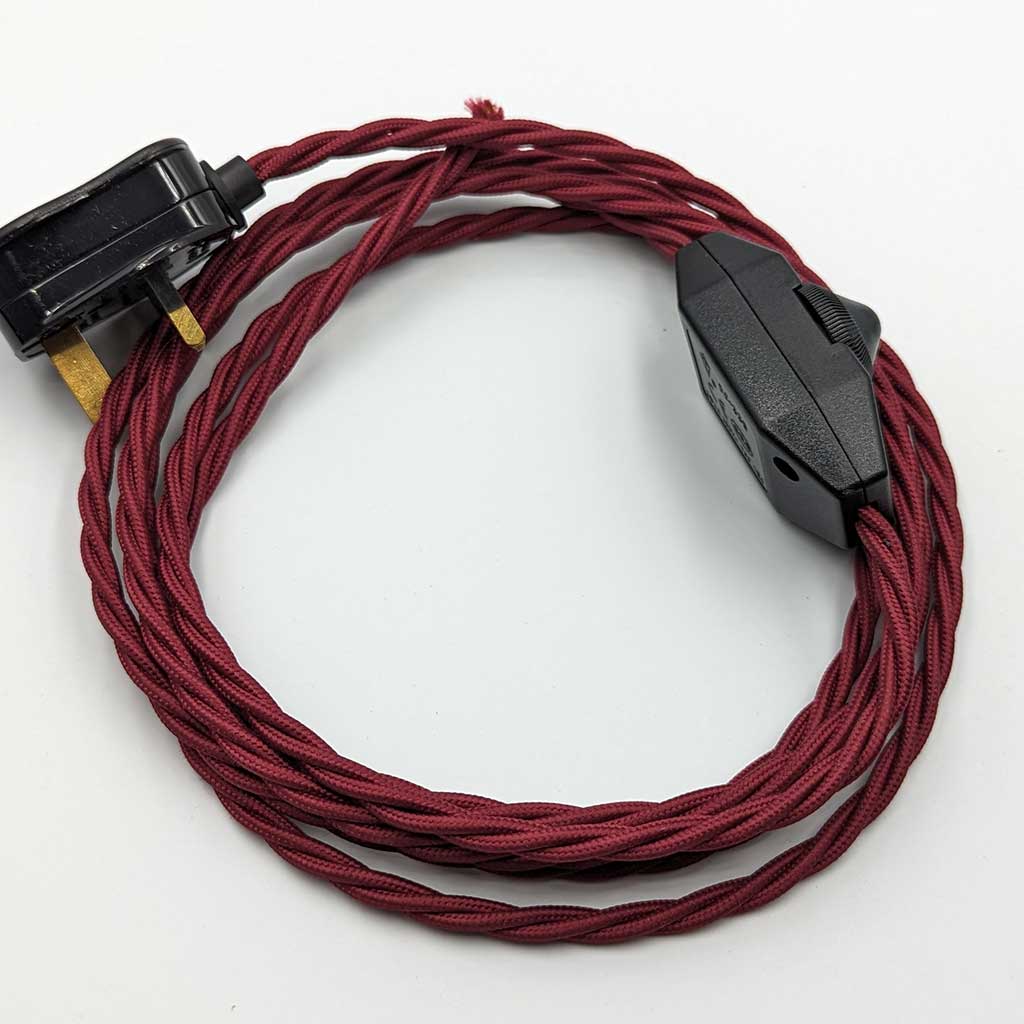Bottle Lamp Making Kit - Burgundy Cable