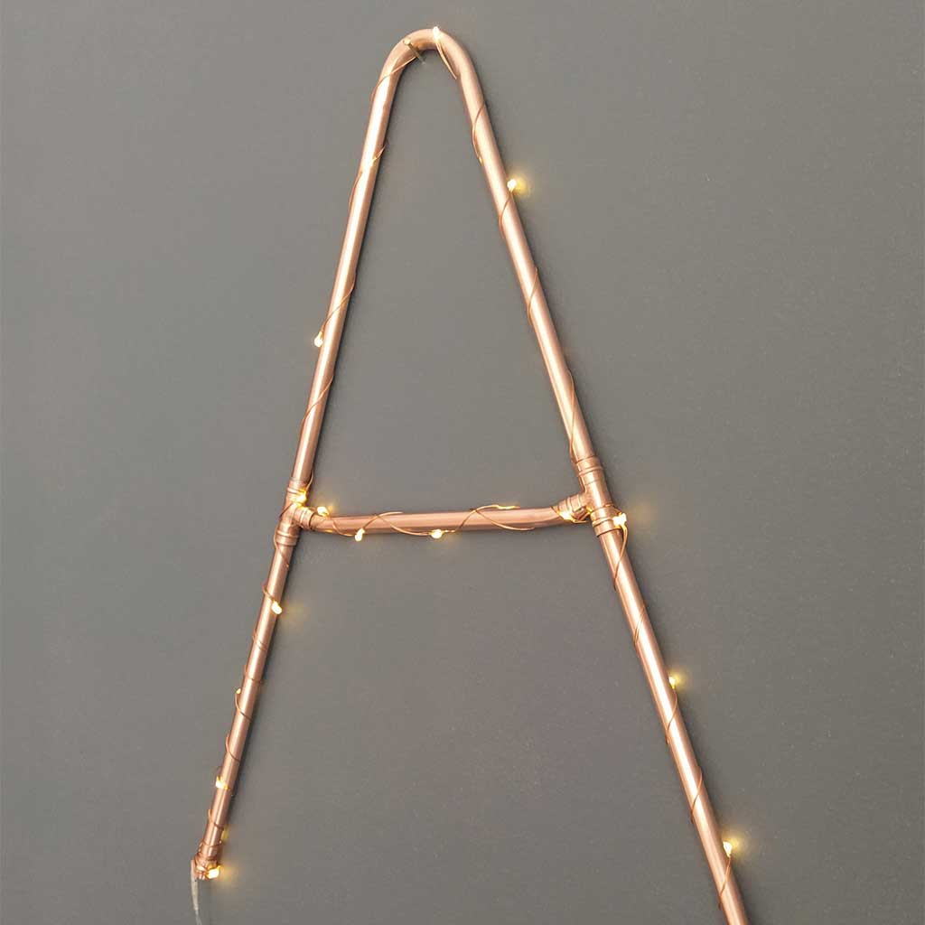 Copper Letter A handmade of recycled components by Emmet Bosonnet of Kopper Kreation in Dublin Ireland