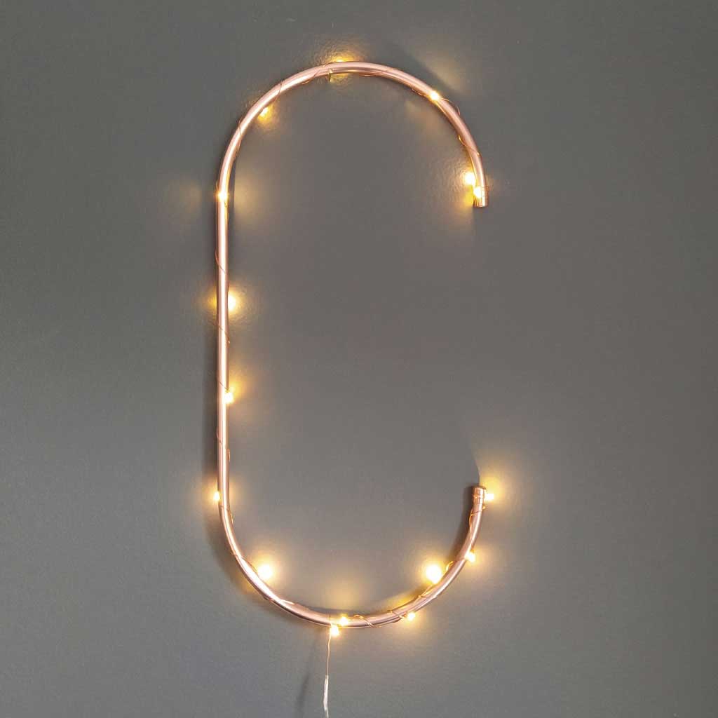 Copper Letter C handmade of recycled components by Emmet Bosonnet of Kopper Kreation in Dublin Ireland