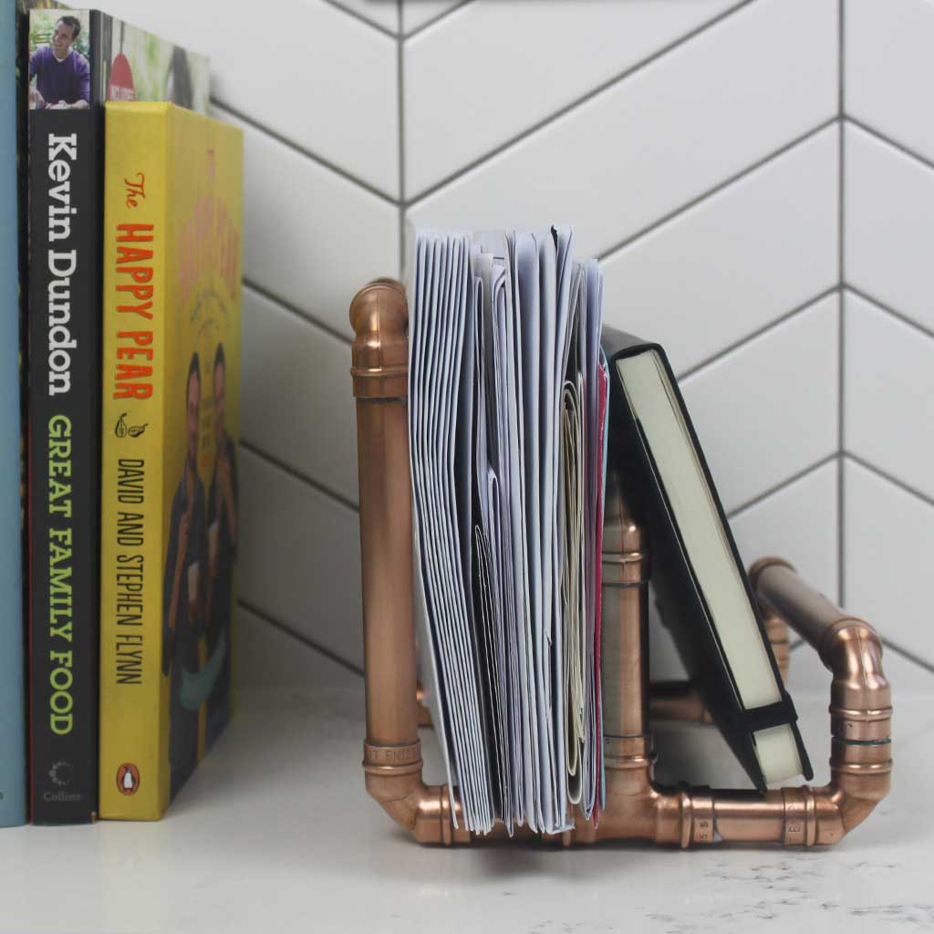 Copper Letter Holder handmade of recycled components by Emmet Bosonnet of Kopper Kreation in Dublin Ireland