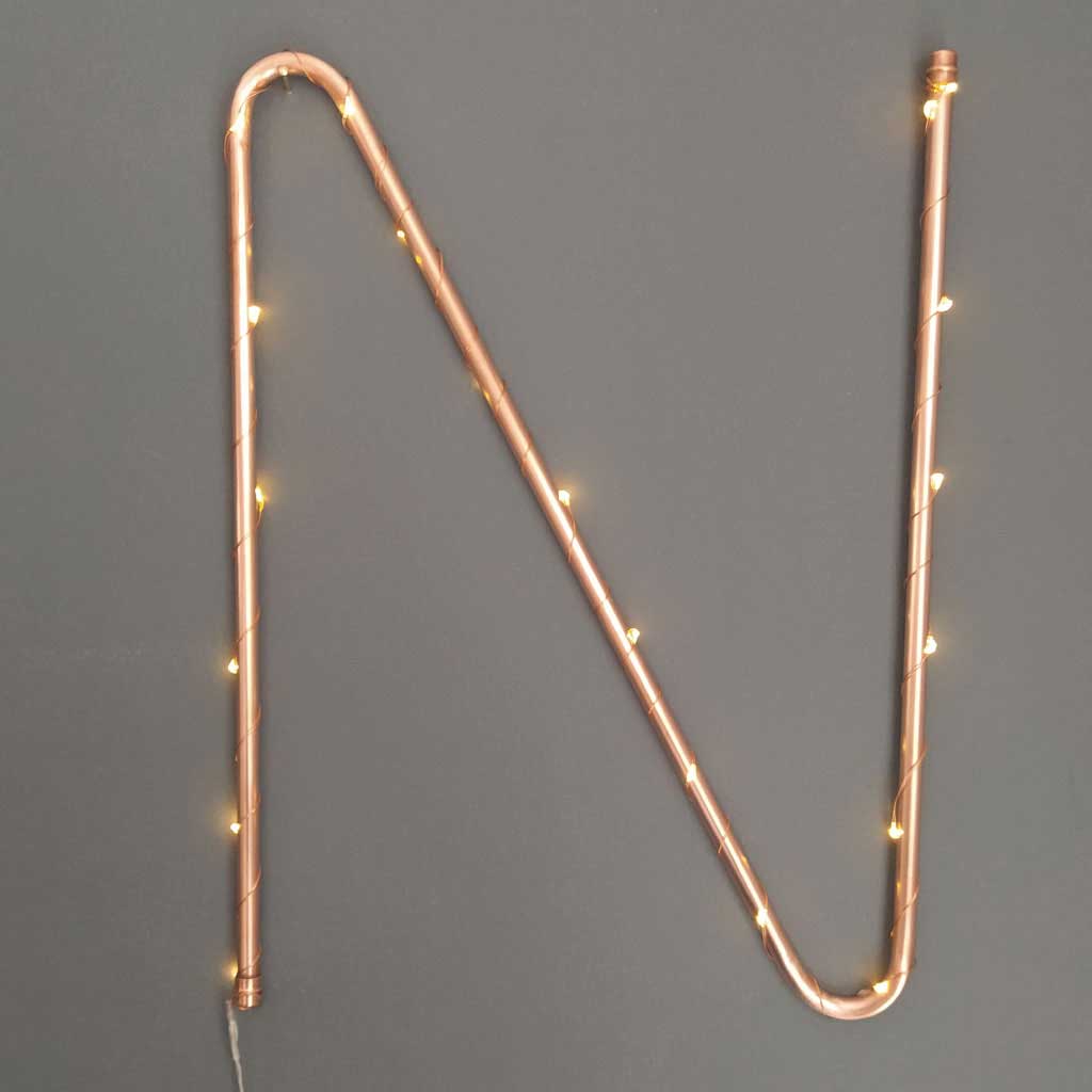 Copper Letter N handmade of recycled components by Emmet Bosonnet of Kopper Kreation in Dublin Ireland