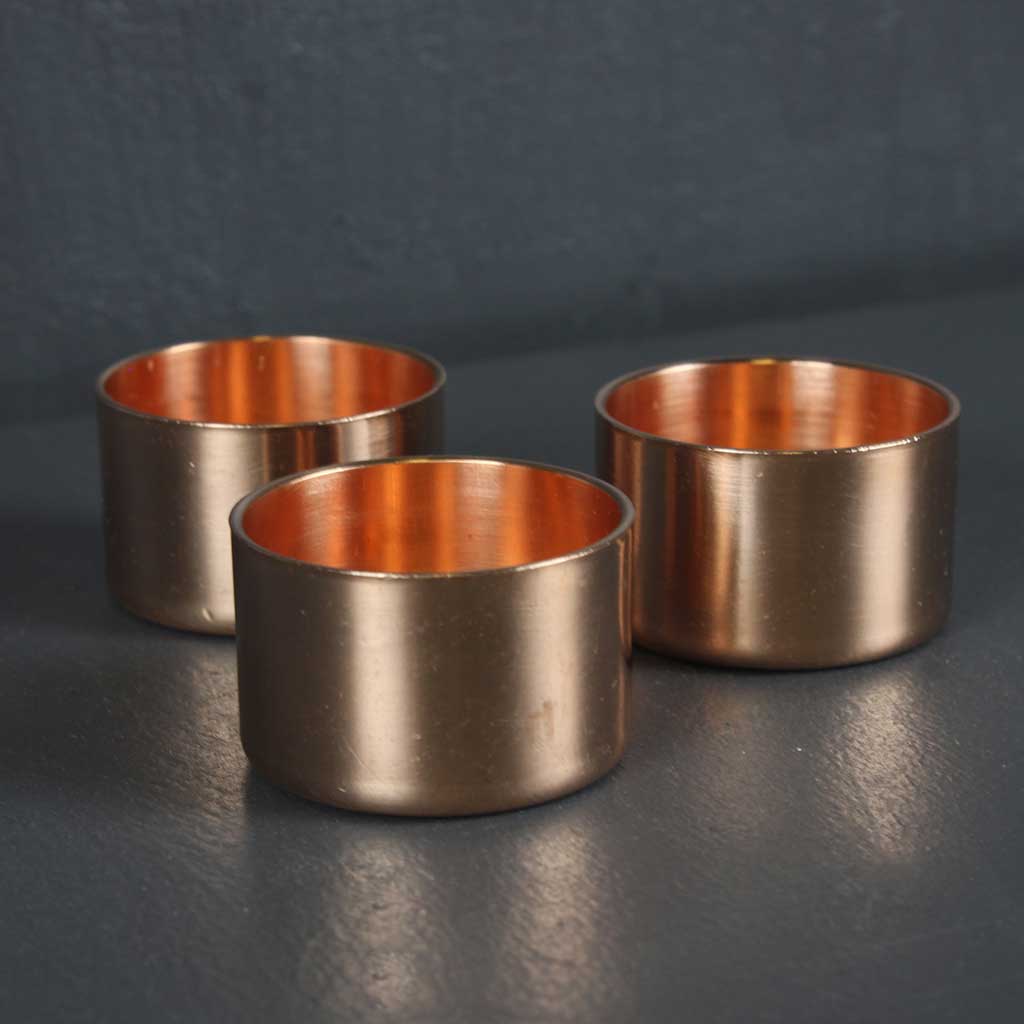 Copper Tea Light Holder x3 handmade of recycled components by Emmet Bosonnet of Kopper Kreation in Dublin Ireland