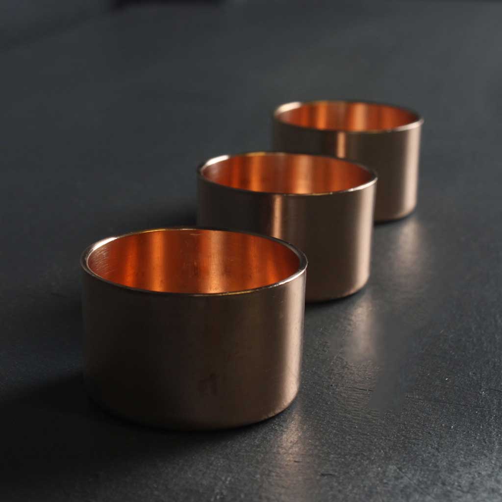 Copper Tea Light Holder x3 handmade of recycled components by Emmet Bosonnet of Kopper Kreation in Dublin Ireland