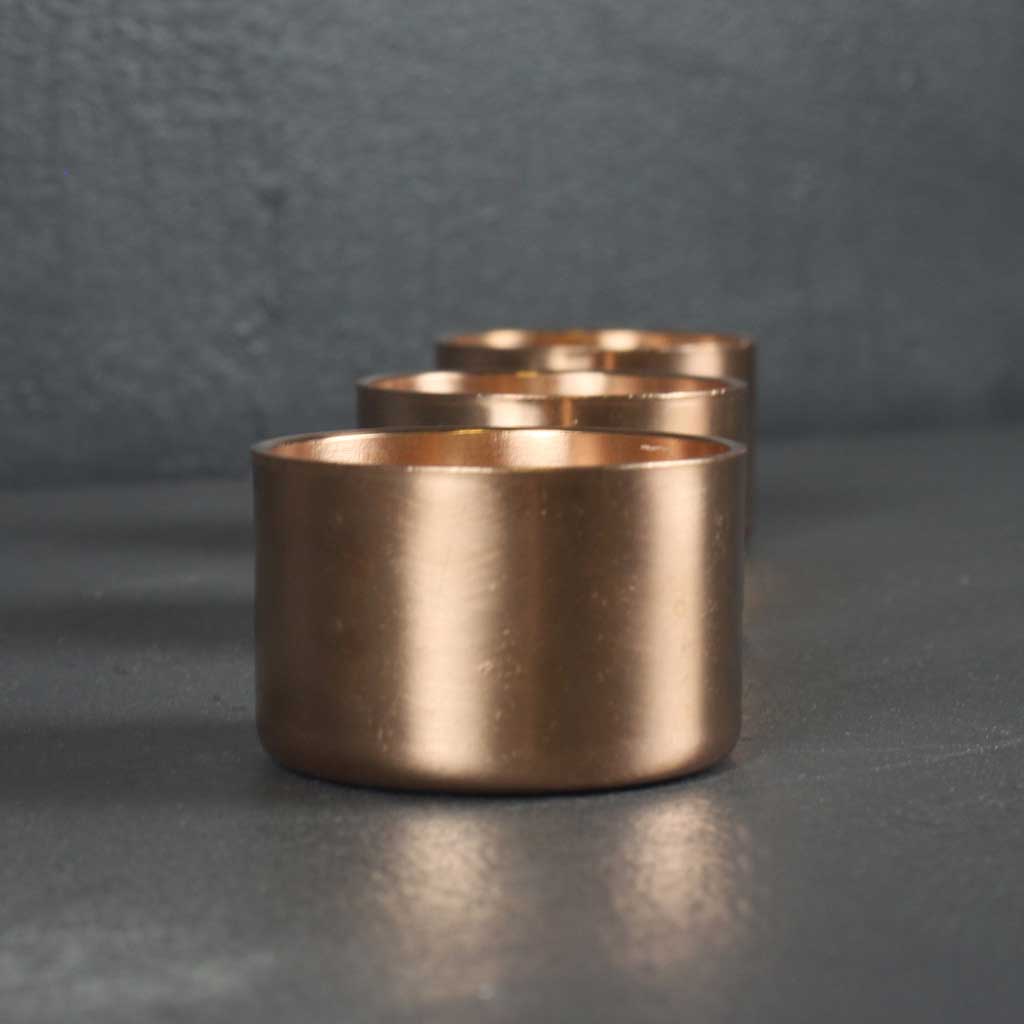 Copper Tea Light Holder x3 handmade of recycled components by Emmet Bosonnet of Kopper Kreation in Dublin Ireland