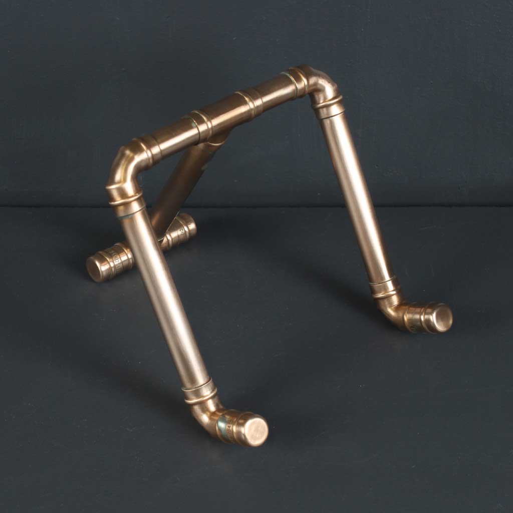 Copper iPad Stand handmade of recycled components by Emmet Bosonnet of Kopper Kreation in Dublin Ireland