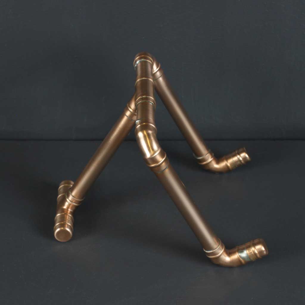 Copper iPad Stand handmade of recycled components by Emmet Bosonnet of Kopper Kreation in Dublin Ireland