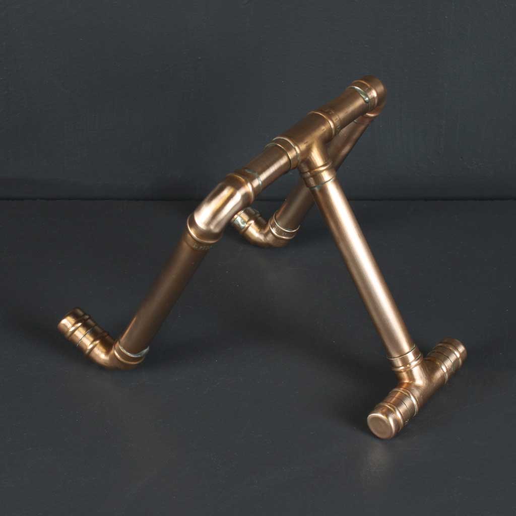 Copper iPad Stand handmade of recycled components by Emmet Bosonnet of Kopper Kreation in Dublin Ireland