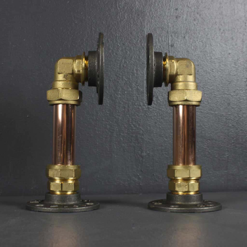 Industrial Book End Holders handmade of recycled components by Emmet Bosonnet of Kopper Kreation in Dublin Ireland