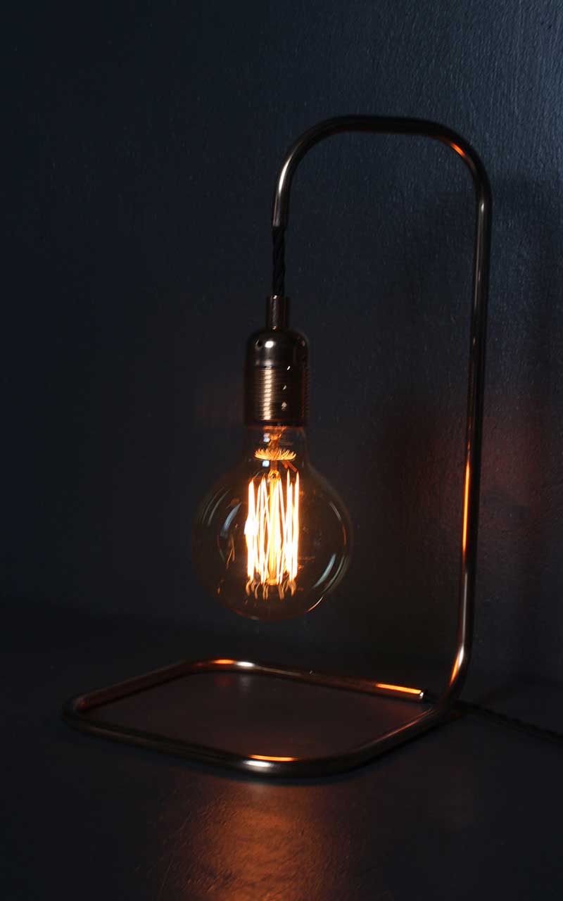 Small-Square-Based-Copper-Lamp-straight-incandescent-bulb-by-Emmet-Bosonnet-of-Kopper-Kreation-in-Dublin-Ireland