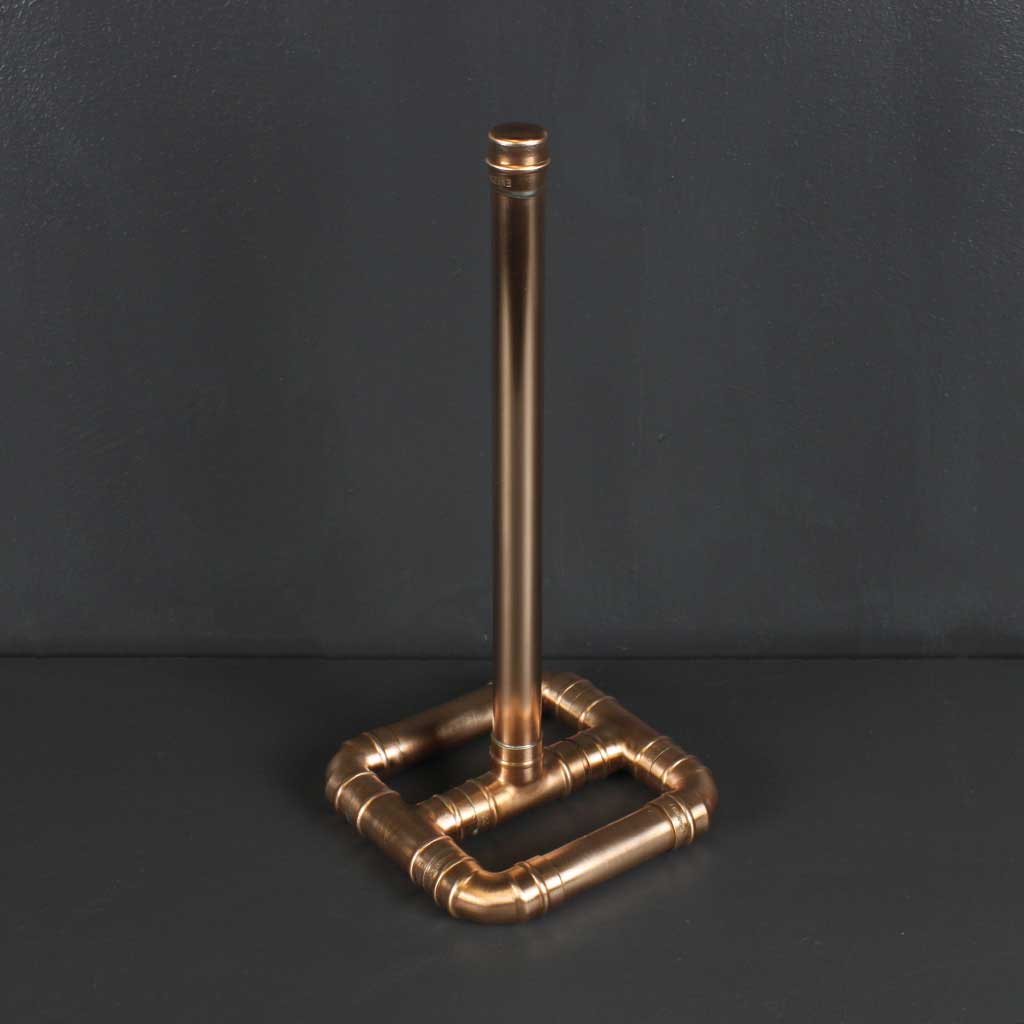 Copper Kitchen Roll Holder handmade of recycled components by Emmet Bosonnet of Kopper Kreation in Dublin Ireland