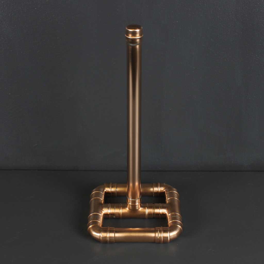 Copper Kitchen Roll Holder handmade of recycled components by Emmet Bosonnet of Kopper Kreation in Dublin Ireland