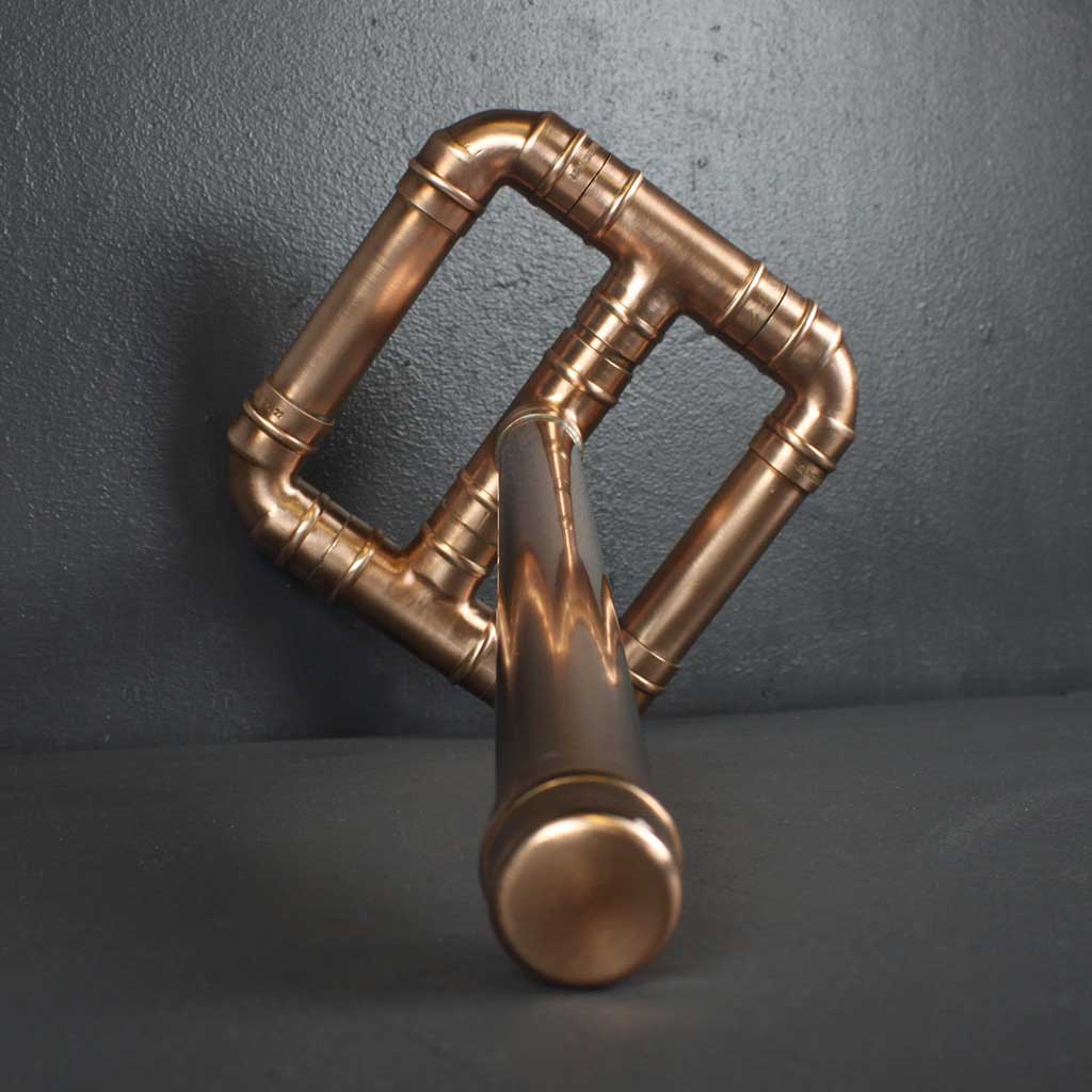 Copper Kitchen Roll Holder handmade of recycled components by Emmet Bosonnet of Kopper Kreation in Dublin Ireland