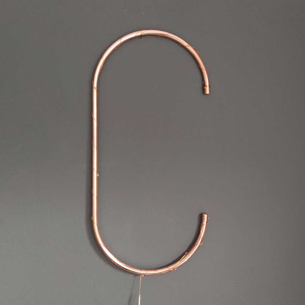 Copper Letter C handmade of recycled components by Emmet Bosonnet of Kopper Kreation in Dublin Ireland