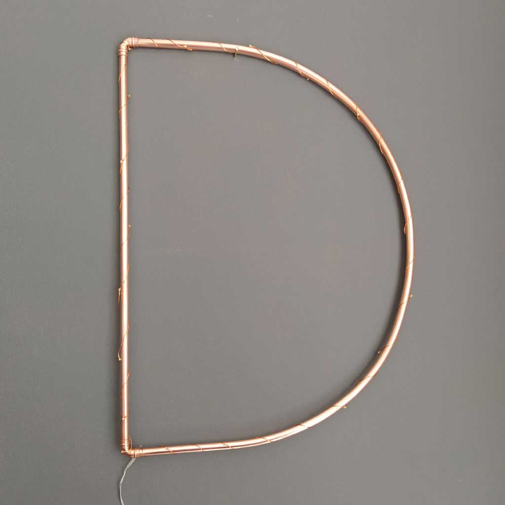 Copper Letter D handmade of recycled components by Emmet Bosonnet of Kopper Kreation in Dublin Ireland