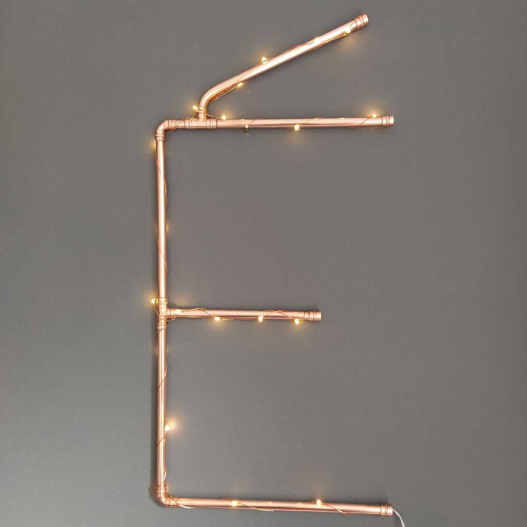 Copper Letter É handmade of recycled components by Emmet Bosonnet of Kopper Kreation in Dublin Ireland