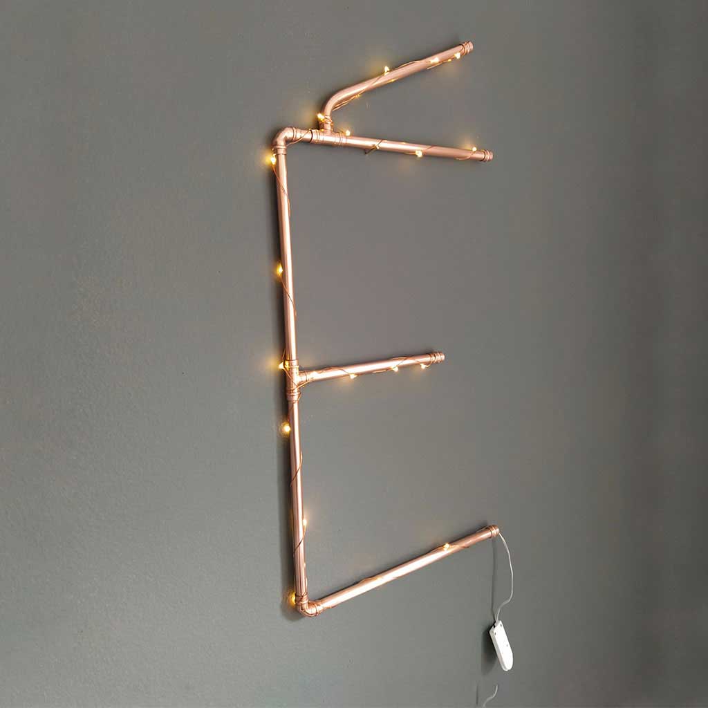 Copper Letter É handmade of recycled components by Emmet Bosonnet of Kopper Kreation in Dublin Ireland