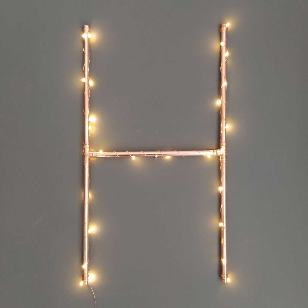 Copper Letter H handmade of recycled components by Emmet Bosonnet of Kopper Kreation in Dublin Ireland