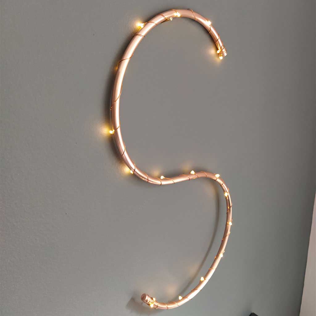 Copper Letter S handmade of recycled components by Emmet Bosonnet of Kopper Kreation in Dublin Ireland