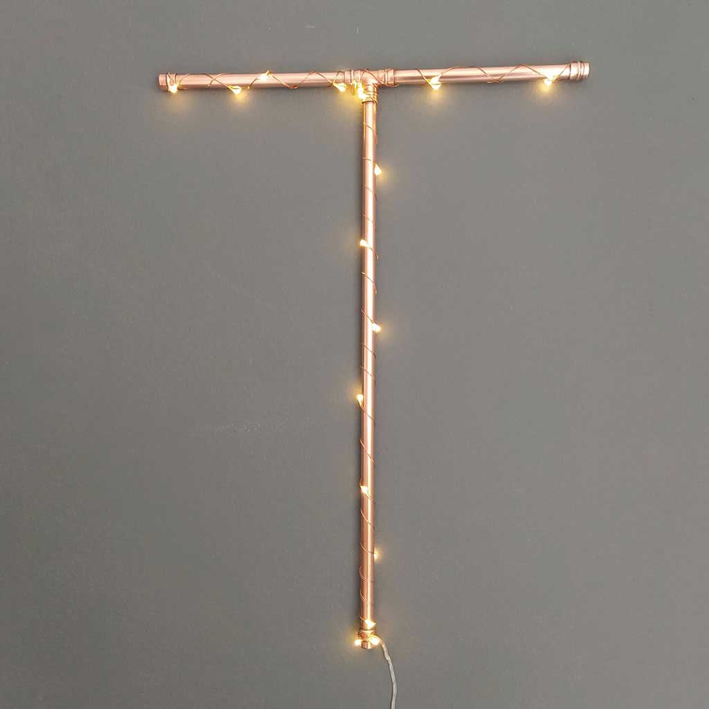 Copper Letter T handmade of recycled components by Emmet Bosonnet of Kopper Kreation in Dublin Ireland
