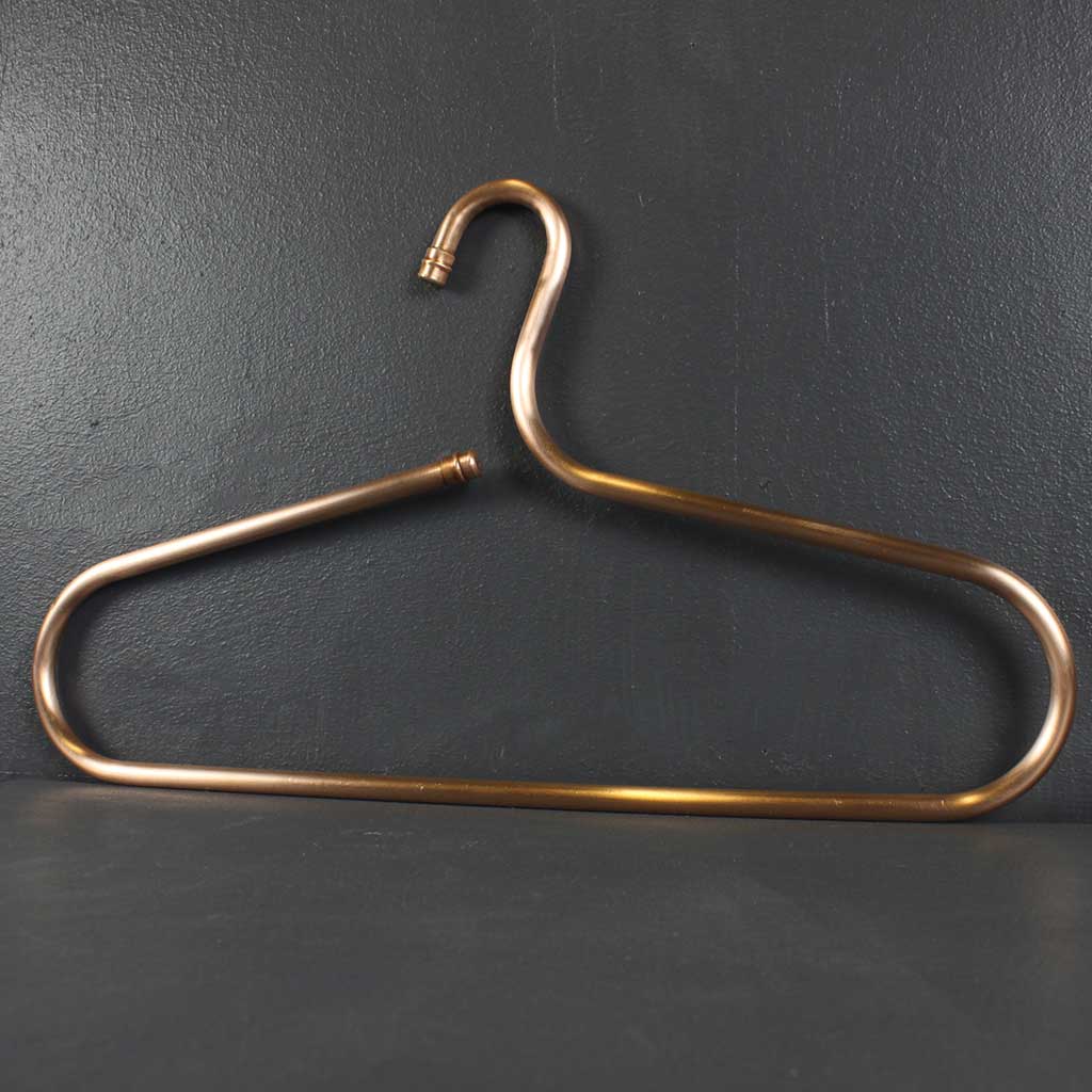 Copper Pipe Clothes Hanger x3 handmade of recycled components by Emmet Bosonnet of Kopper Kreation in Dublin Ireland