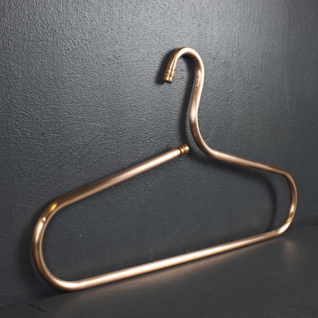 Copper Pipe Clothes Hanger x3 handmade of recycled components by Emmet Bosonnet of Kopper Kreation in Dublin Ireland