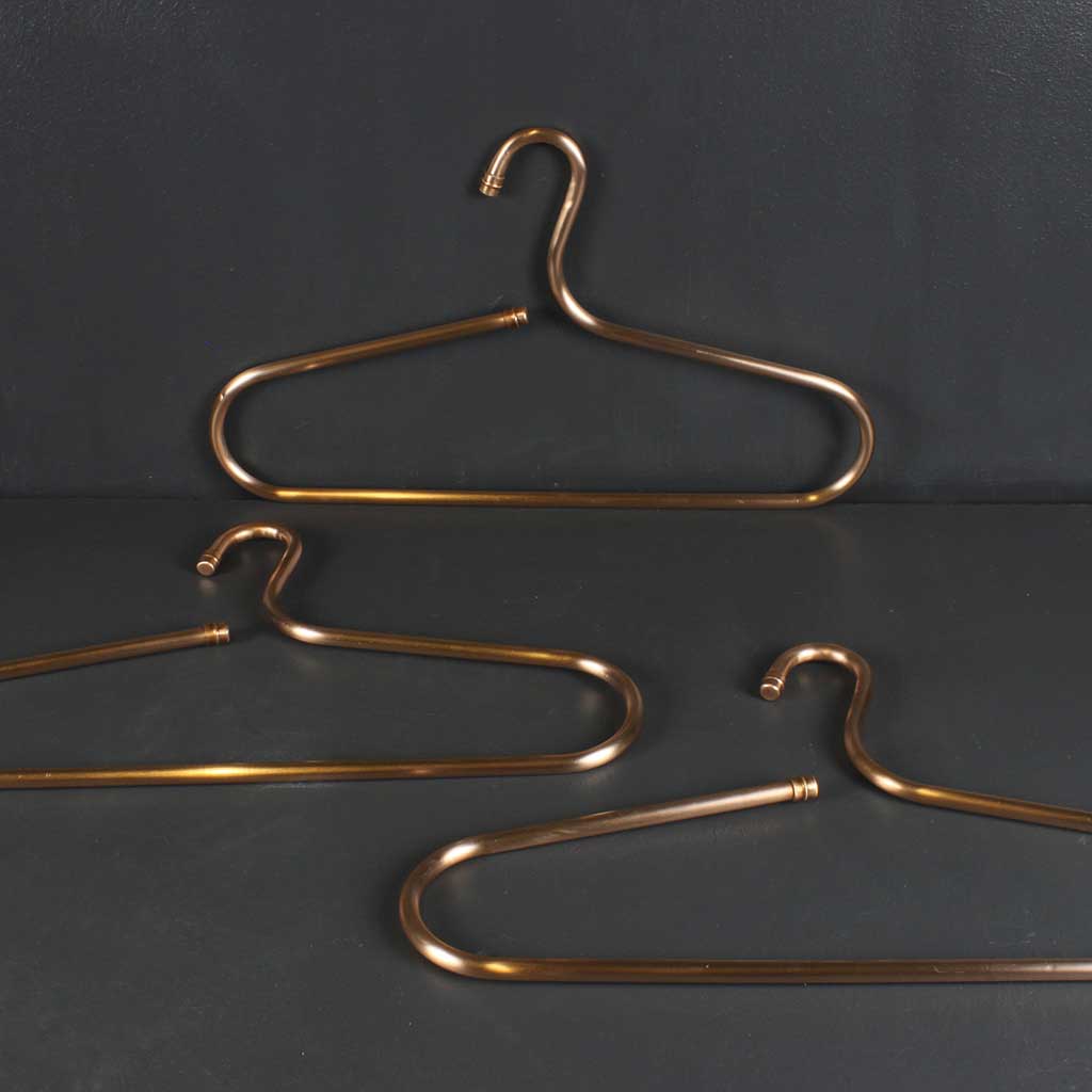 Copper Pipe Clothes Hanger x3 handmade of recycled components by Emmet Bosonnet of Kopper Kreation in Dublin Ireland