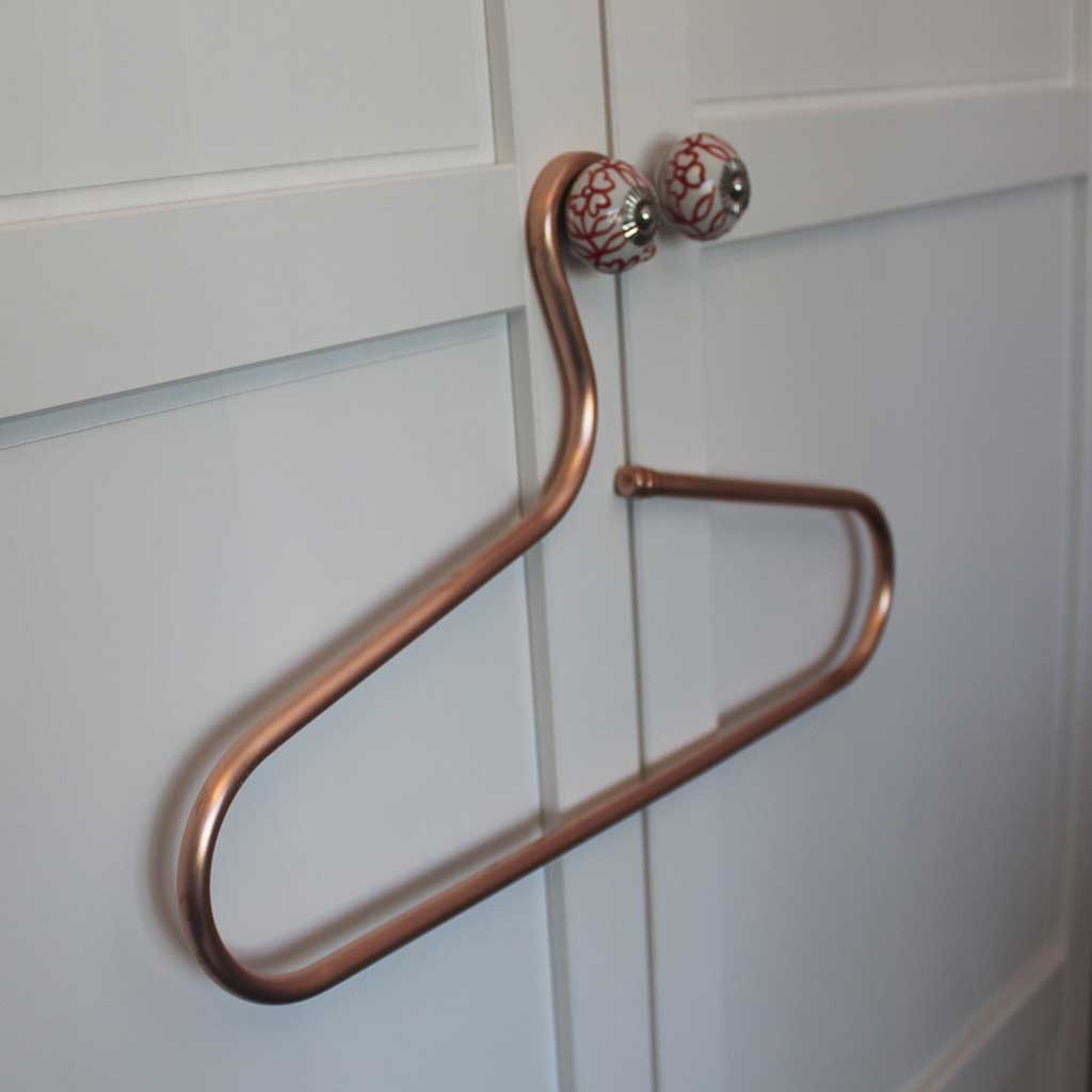 Copper Pipe Clothes Hanger x3 handmade of recycled components by Emmet Bosonnet of Kopper Kreation in Dublin Ireland