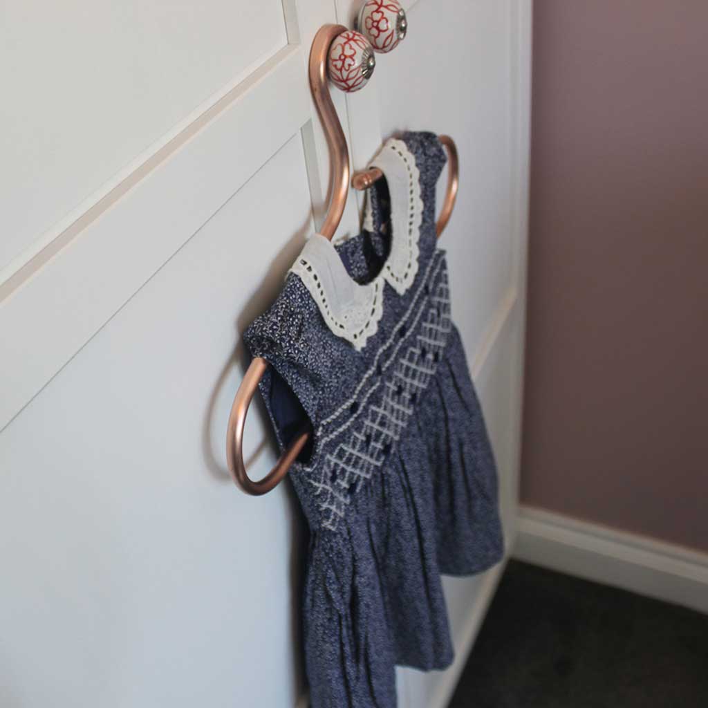 Copper Pipe Clothes Hanger x3 handmade of recycled components by Emmet Bosonnet of Kopper Kreation in Dublin Ireland