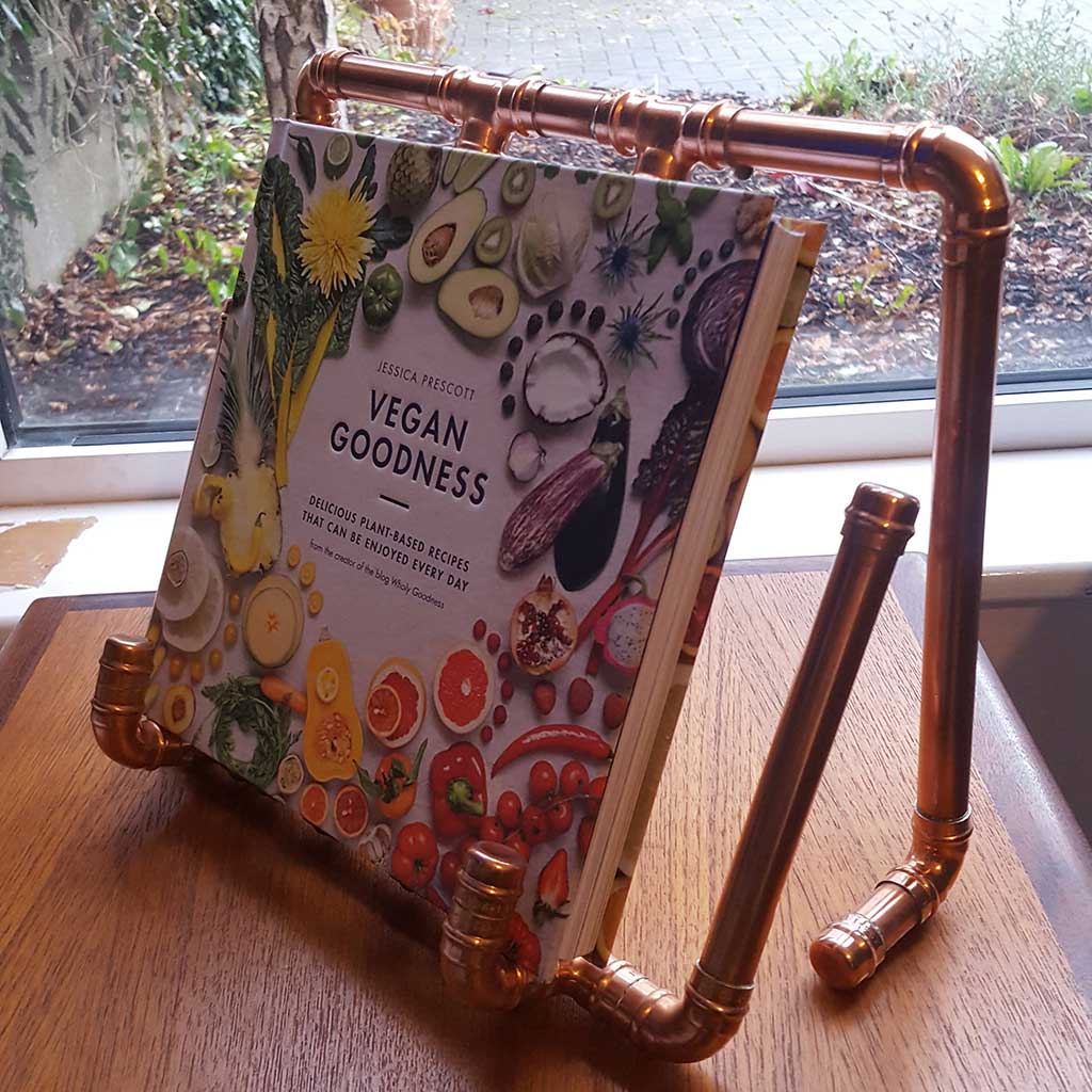 Copper Recipe Book Stand handmade by Emmet Bosonnet in Dublin Ireland