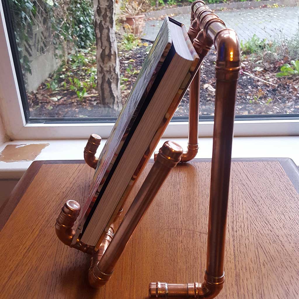 Copper Recipe Book Stand handmade by Emmet Bosonnet in Dublin Ireland