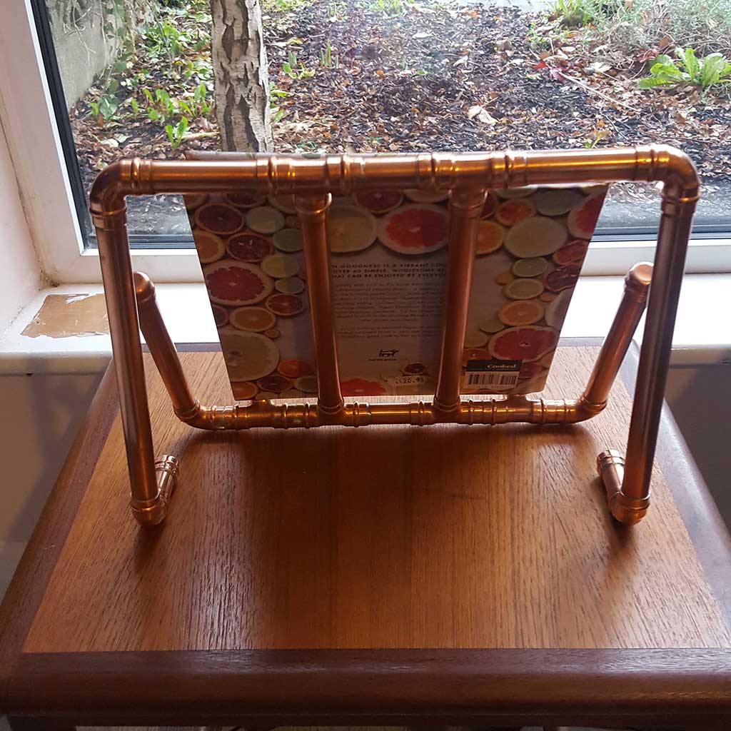 Copper Recipe Book Stand handmade by Emmet Bosonnet in Dublin Ireland