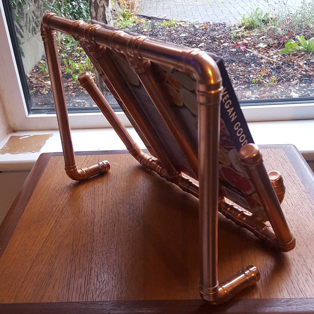 Copper Recipe Book Stand handmade by Emmet Bosonnet in Dublin Ireland