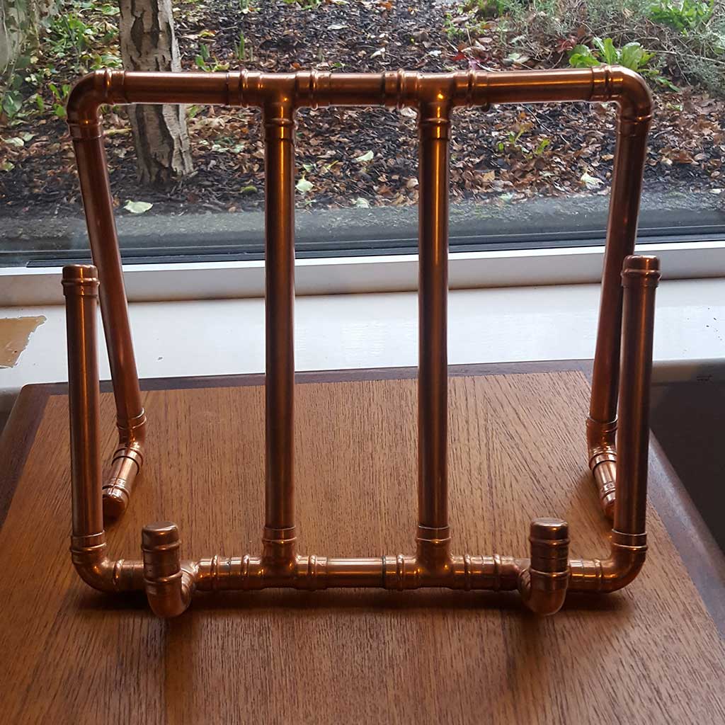 Copper Recipe Book Stand handmade by Emmet Bosonnet in Dublin Ireland