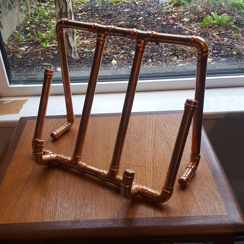 Copper Recipe Book Stand handmade by Emmet Bosonnet in Dublin Ireland