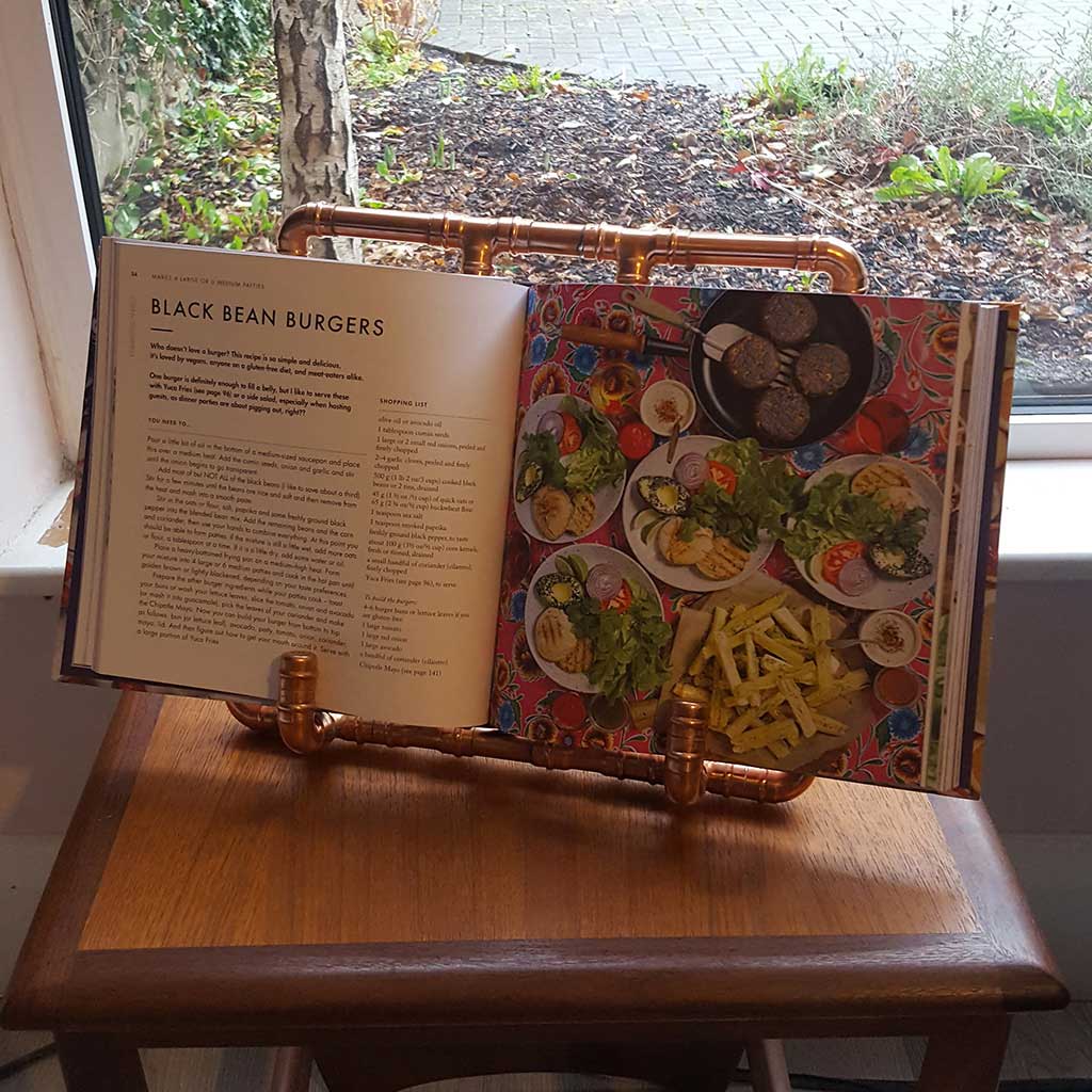 Copper Recipe Book Stand handmade by Emmet Bosonnet in Dublin Ireland