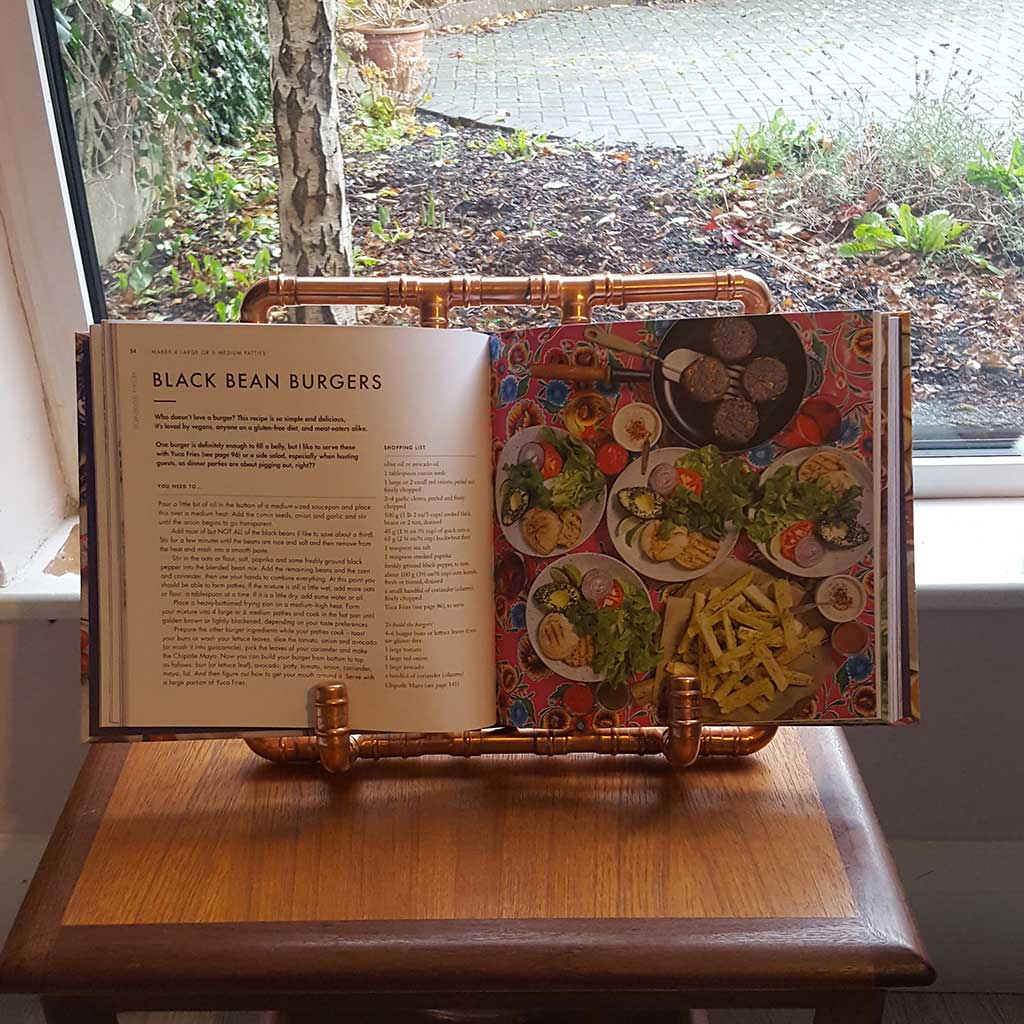 Copper Recipe Book Stand handmade by Emmet Bosonnet in Dublin Ireland