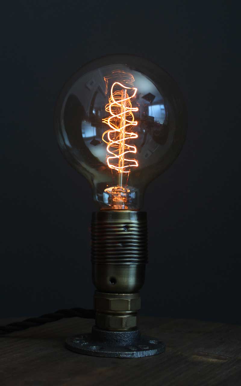 Flange-Lamp-with-spiral-incandescent-bulb-by-Emmet-Bosonnet-of-Kopper-Kreation-in-Dublin-Ireland