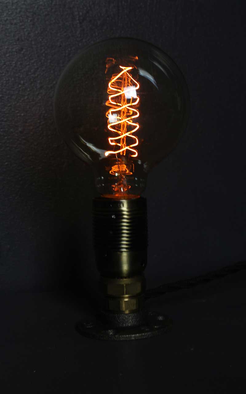 Flange-Lamp-with-spiral-incandescent-bulb-by-Emmet-Bosonnet-of-Kopper-Kreation-in-Dublin-Ireland