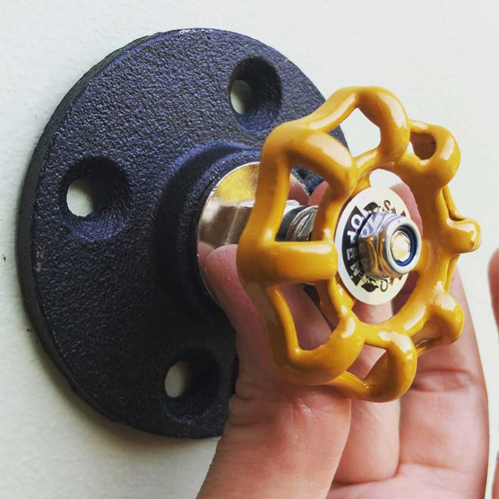 Industrial Coat Hook single mustard handmade of recycled components by Emmet Bosonnet of Kopper Kreation in Dublin Ireland