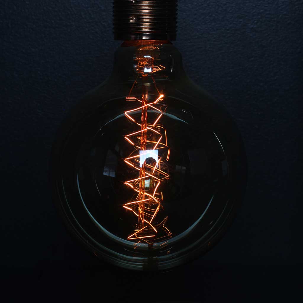 Large Spiral Incandescent Light Bulb by Emmet Bosonnet of Kopper Kreation in Dublin Ireland