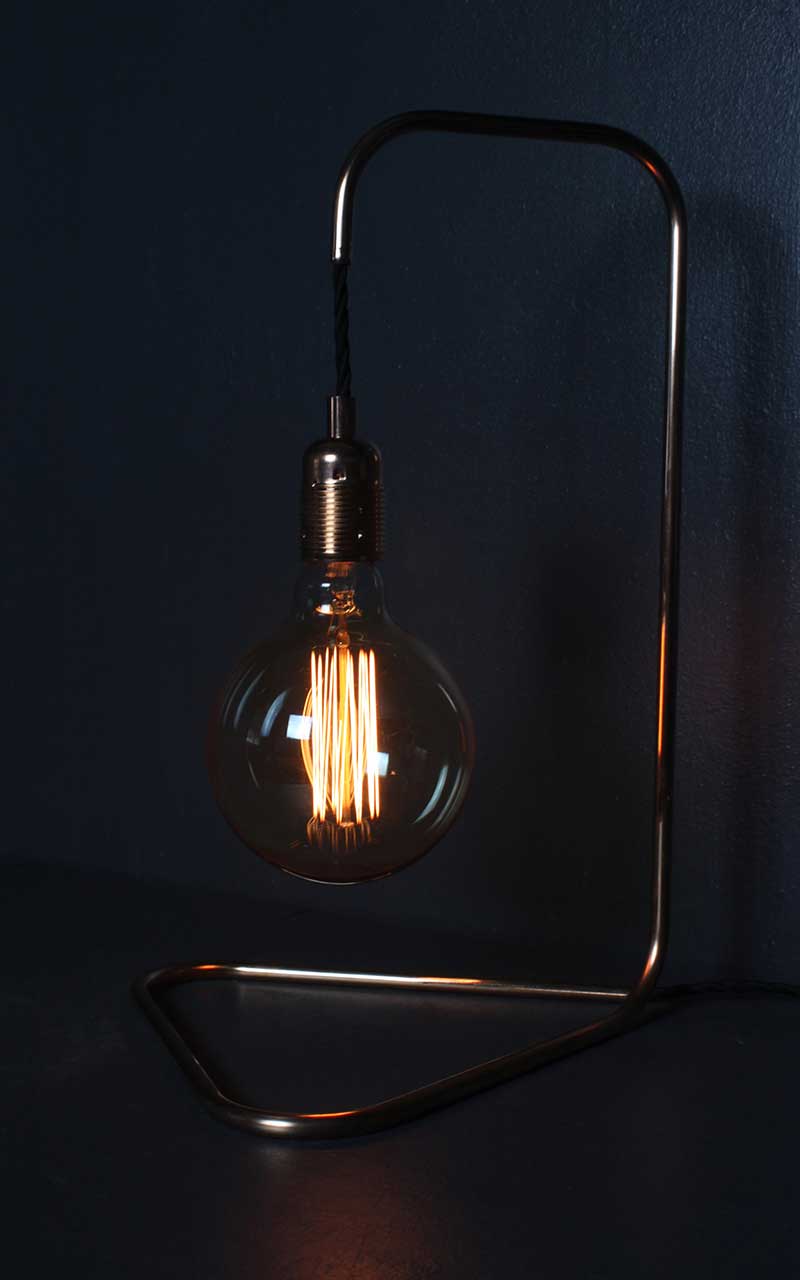 Large-Triangular-Based-Copper-Lamp-straight-incandescent-bulb-by-Emmet-Bosonnet-of-Kopper-Kreation-in-Dublin-Ireland