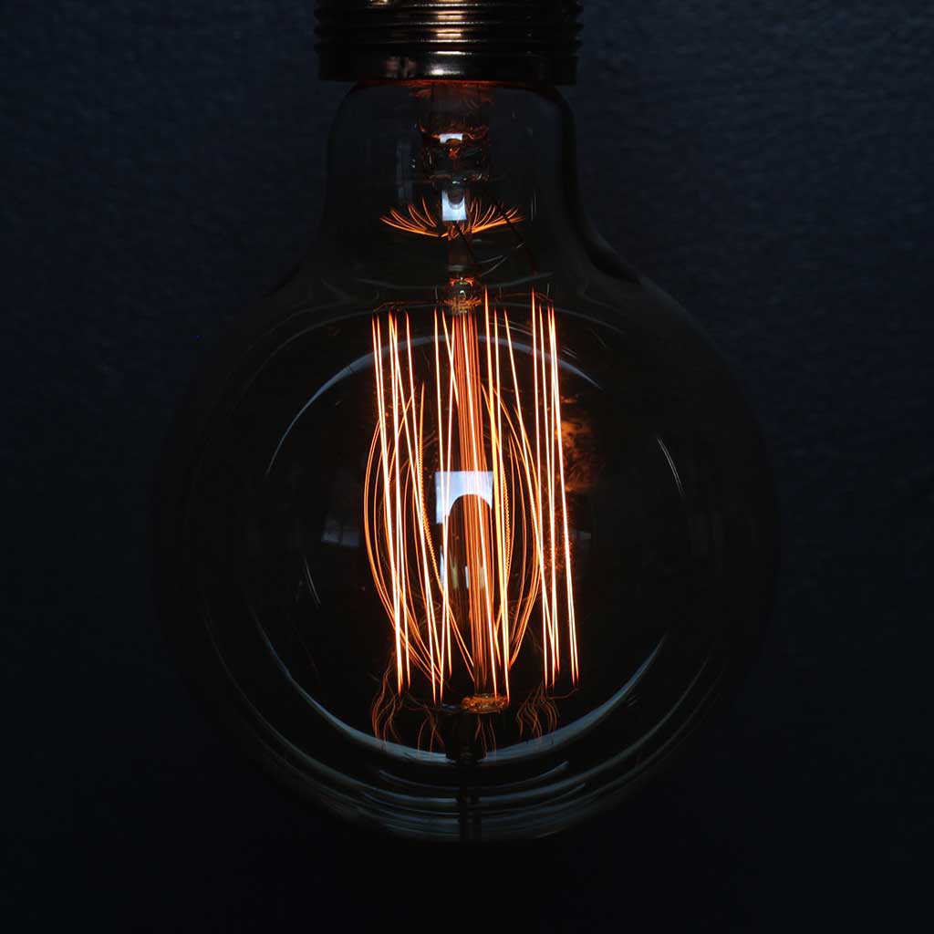 Small Straight Incandescent Light Bulb by Emmet Bosonnet of Kopper Kreation in Dublin Ireland