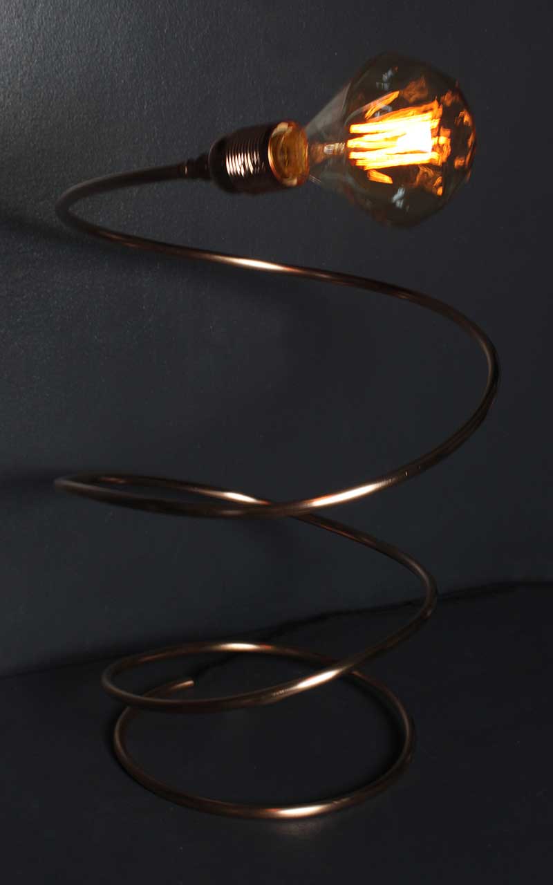 Spiral-Copper-Lamp-with-diamond-incandescent-bulb-by-Emmet-Bosonnet-of-Kopper-Kreation-in-Dublin-Ireland