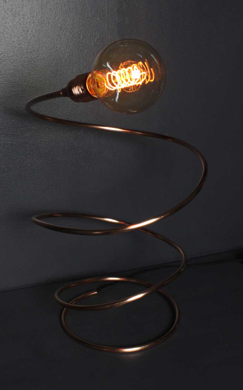 Spiral-Copper-Lamp-with-spiral-incandescent-bulb-by-Emmet-Bosonnet-of-Kopper-Kreation-in-Dublin-Ireland